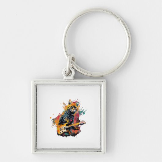 cute cat rocks tar design キーホルダー (正面)