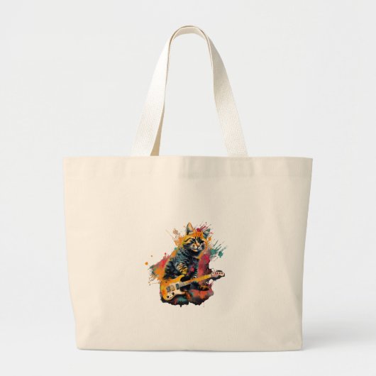 cute cat rocks tar design ラージトートバッグ (正面)
