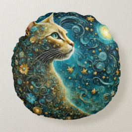 cute cat Round Pillow ラウンドクッション