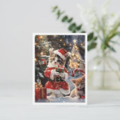 Cute Cat Santa Merry Christmas ポストカード (スタンド正面)