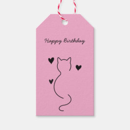 cute cat says: happy birthday. ギフトタグ
