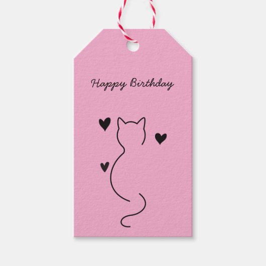 cute cat says: happy birthday. ギフトタグ (正面)