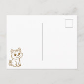 Cute Cat Simple Design Brown on White ポストカード (裏面)