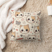 Cute Cat simple pet kitten Pattern Party クッション (ブランケット)