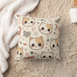 Cute Cat simple pet kitten Pattern Party クッション