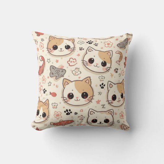 Cute Cat simple pet kitten Pattern Party クッション (正面)
