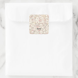 Cute Cat simple pet kitten Pattern Party スクエアシール