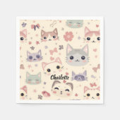 Cute Cat simple pet kitten Pattern Party スタンダードカクテルナプキン (正面)