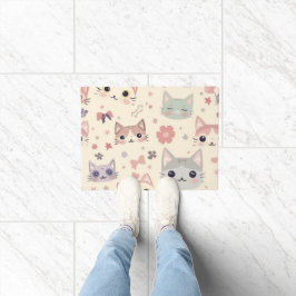 Cute Cat simple pet kitten Pattern Party ドアマット
