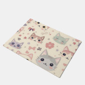 Cute Cat simple pet kitten Pattern Party ドアマット (アングル)