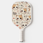 Cute Cat simple pet kitten Pattern Party ピックルボールラケット (裏面)
