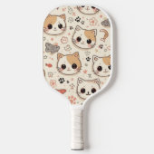 Cute Cat simple pet kitten Pattern Party ピックルボールラケット (正面)