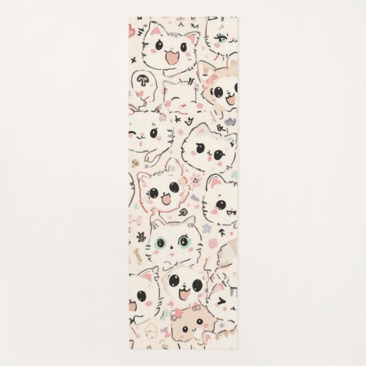 Cute Cat simple pet kitten Pattern Party ヨガマット (正面)