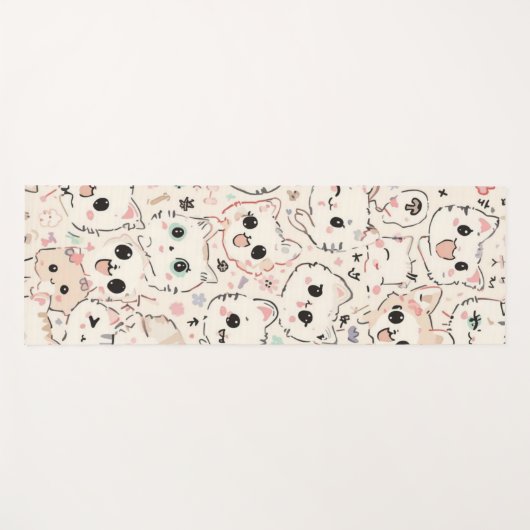 Cute Cat simple pet kitten Pattern Party ヨガマット (正面(横))