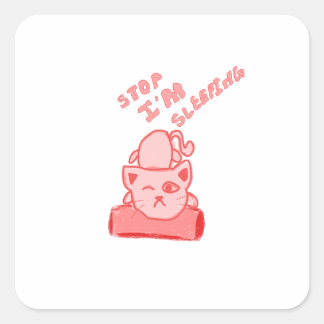 Cute cat sleeping  スクエアシール