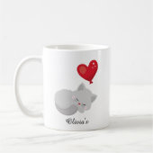 Cute Cat Sleeping Custom Name Perfect For Gift コーヒーマグカップ (左)