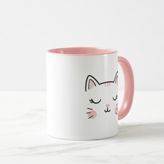 Cute Cat Sleeping Face Coffee Mug マグカップ (正面右)