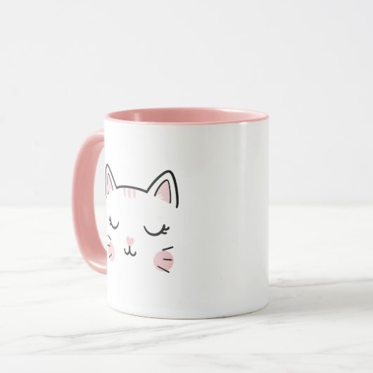 Cute Cat Sleeping Face Coffee Mug マグカップ (正面左)