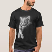 Cute Cat Sleeping On The Moon Full Moon Space Kitt Tシャツ (正面)