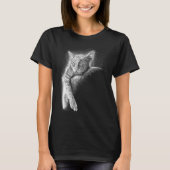 Cute Cat Sleeping On The Moon Full Moon Space Kitt Tシャツ (正面)