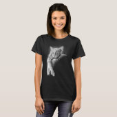 Cute Cat Sleeping On The Moon Full Moon Space Kitt Tシャツ (正面フル)