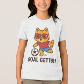 Cute Cat Soccer Player | Goal Getter Motivation  トライブレンドＴシャツ (正面)
