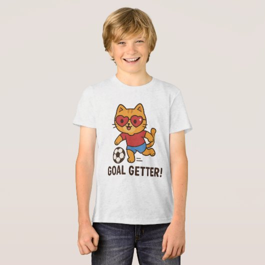 Cute Cat Soccer Player | Goal Getter Motivation  トライブレンドＴシャツ (正面全面)