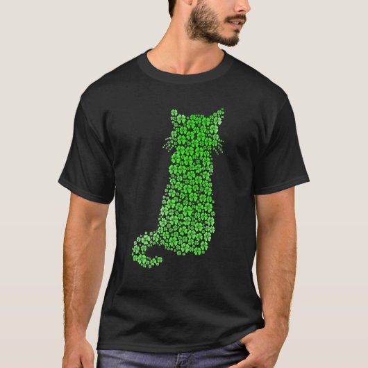Cute Cat St Patricks Day Clover Lucky Cat Mom Sham Tシャツ (正面)