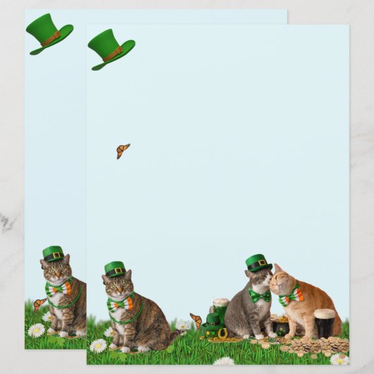 Cute Cat St Patrick's Day Stationery (正面/裏面)