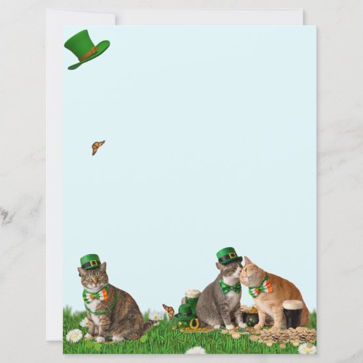 Cute Cat St Patrick's Day Stationery (正面)