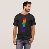 Cute Cat Stack Gay Rainbow Flag Pride LGBQ Support Tシャツ (正面フル)