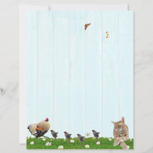 Cute Cat Stationery - Added chickens on Back (裏面)