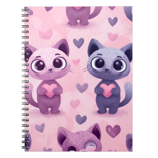 Cute Cat Stationery Kawaii Cat Design Adorable  ノートブック (正面)