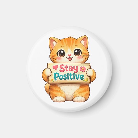 Cute Cat Stay Positive Cheerful Mood  マグネット (正面)