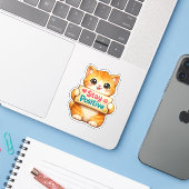 Cute Cat Stay Positive Vibes Illustration Vinyl  シール (ノートパソコンとiPhone)
