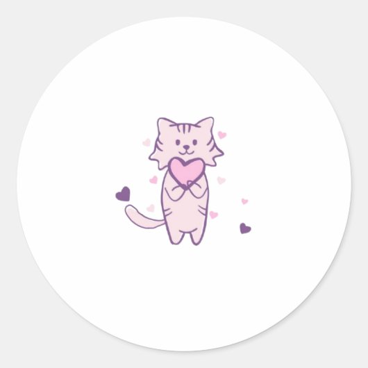 Cute Cat Sticker – Aesthetic Pet Lover Design ラウンドシール (正面)
