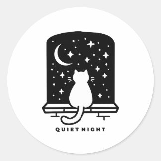 Cute Cat Sticker Kawaii Minimal Design ラウンドシール