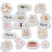 Cute Cat Sticker Sheet シール (正面)