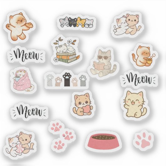 Cute Cat Sticker Sheet シール (正面)