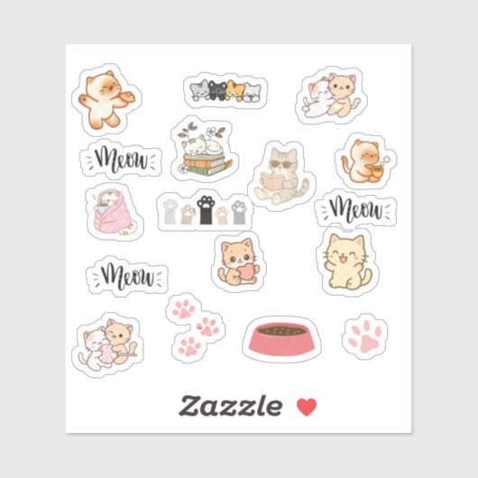 Cute Cat Sticker Sheet シール (シート)