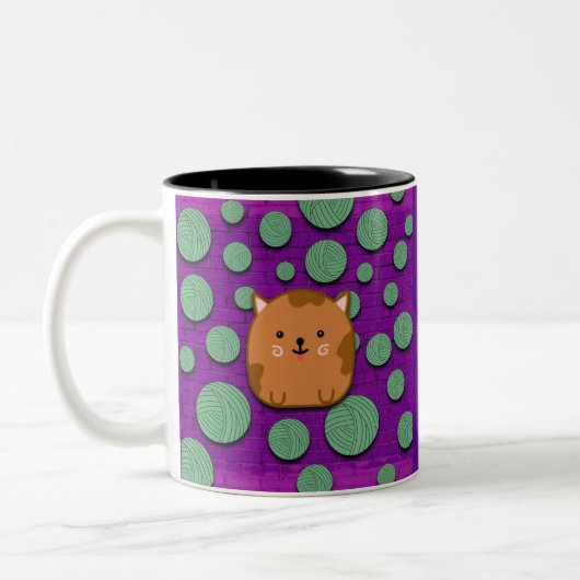 Cute Cat Sticking Out Tongue Mug ツートーンマグカップ (左)