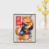 Cute Cat Sushi Japanese Food Anime Graphic Tees Me カード (黄色い花)