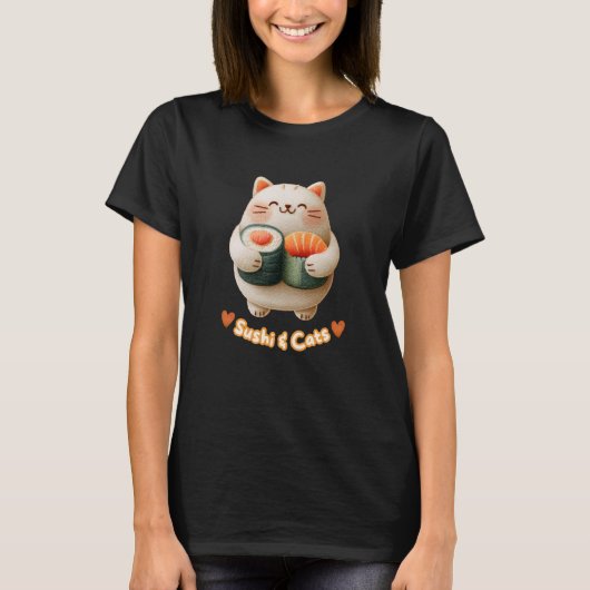 Cute Cat Sushi Kawaii Kitty Fan Japanese Foodie Tシャツ (正面)