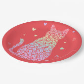 cute cat sweet rainbow hearts pastel gradient ペーパープレート (アングル)