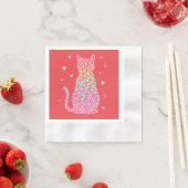  cute cat sweet rainbow hearts pastel gradient 縁ありカクテルナプキン (インサイチュ)