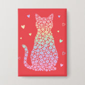  cute cat sweet rainbow hearts pastel gradient 缶バッジ (正面)