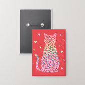  cute cat sweet rainbow hearts pastel gradient 缶バッジ (正面/裏面)