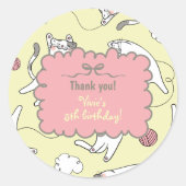 Cute Cat Thank You Birthday ラウンドシール (正面)