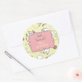 Cute Cat Thank You Birthday ラウンドシール