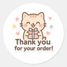 Cute Cat Thank You Sticker
